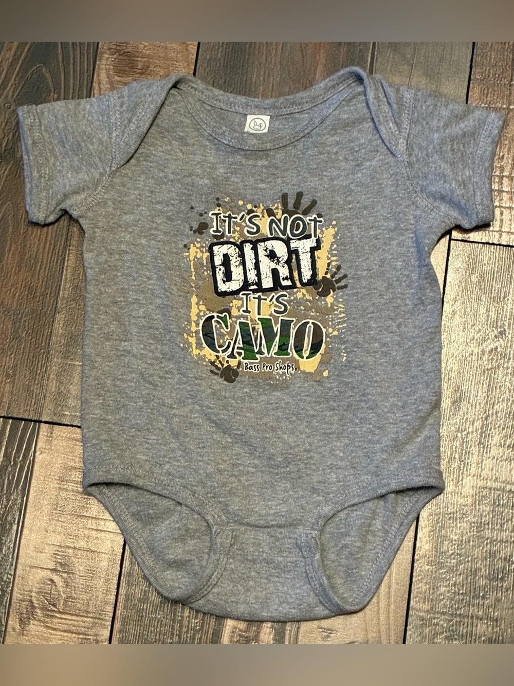 Rabbit Skins Gray One-Piece with 'It's Not Dirt It's Camo' Graphic